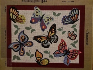 Gobelin L Printed needlepoint Tapestry Butterflies Canvas Only 50x60 Cm - Picture 1 of 1
