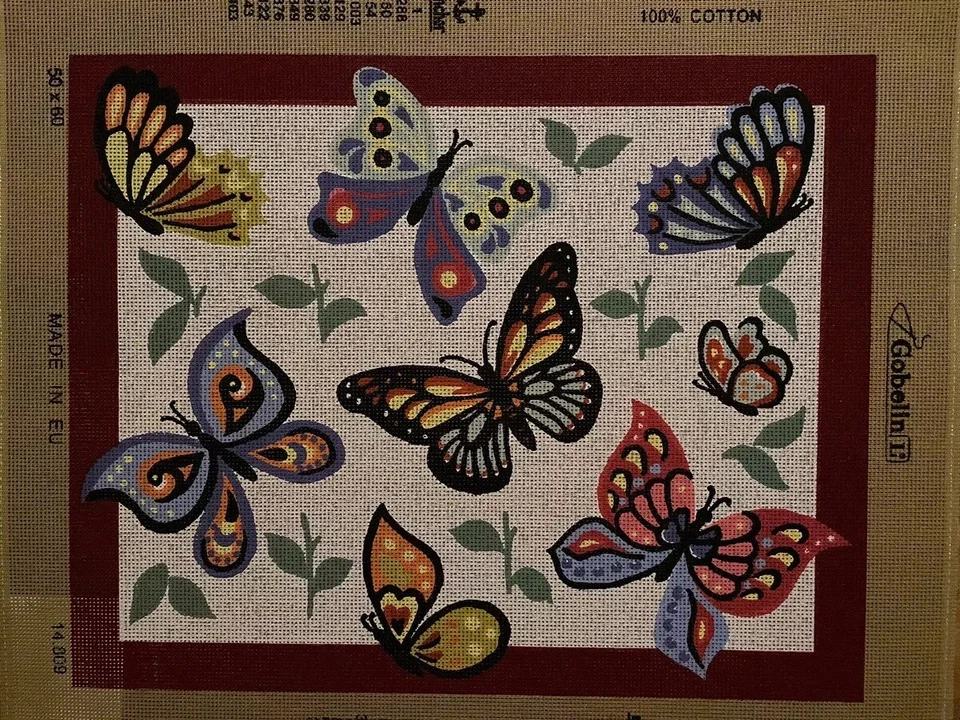 Gobelin L Printed needlepoint Tapestry Butterflies Canvas Only 50x60 Cm - Image 1 of 1