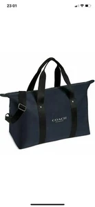 COACH Fragrance navy blue Duffle Weekender Bag Travel Shoulder Handbag carry on - Picture 1 of 9