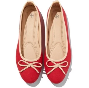 Rote Damenschuhe Größe 9 Ballerinas/Weihnachten/Slipper rote Wildlederpumps neu - Bild 1 von 13