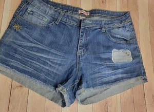 Pantalones cortos de mezclilla Crystal Vogue talla 18 bordados - Imagen 1 de 10