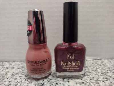 ESMALTE DE UÑAS COVERGIRL NAILLICKS # 230 Ciruela Escarcha y Brillo Pecaminoso, Líneas Bronceadas. LOTE de 2 Foto 1 de 2