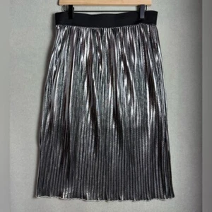 Falda Plisada Metálica Plateada Promesa Cintura Elástica Hecha en EE. UU. Para Mujer’s L Fiesta - Imagen 1 de 9