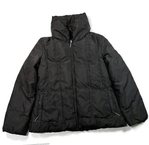Via Spiga Puffer Down Coat Jacket Womens Large Black - Picture 1 of 8