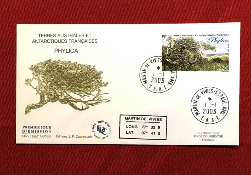 2003 Terres Australes et Antarctiques Françaises TAAF x 1 FDC - Tree - Image 1 of 1