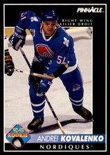 1992-93 PINNACLE FRENCH ANDREI KOVALENKO RC QUEBEC NORDIQUES #395