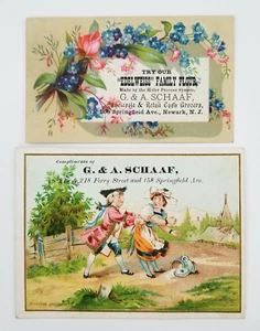 2 Victorian Trade Cards G & A Schaaf Grocers Newark New Jersey - Bild 1 von 6