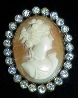 9ct Victorian Shell Cameo Paste 9k Gold Silver Brooch Pin Antique Mixed Metal