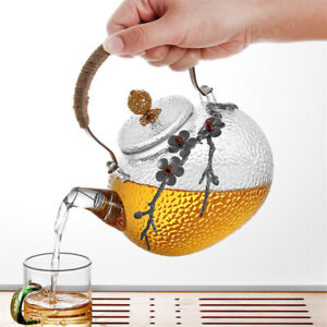 Thicken Heat Resistant Plum Blossom Glass Tea Pot Household Flower Teapot Gift