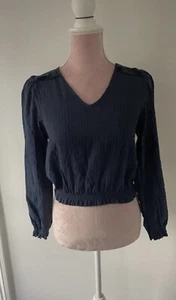 Brand New Mango Blue V- Neck Blouse Size M (10) Sustainable Fabric Pretty Style - Picture 1 of 10