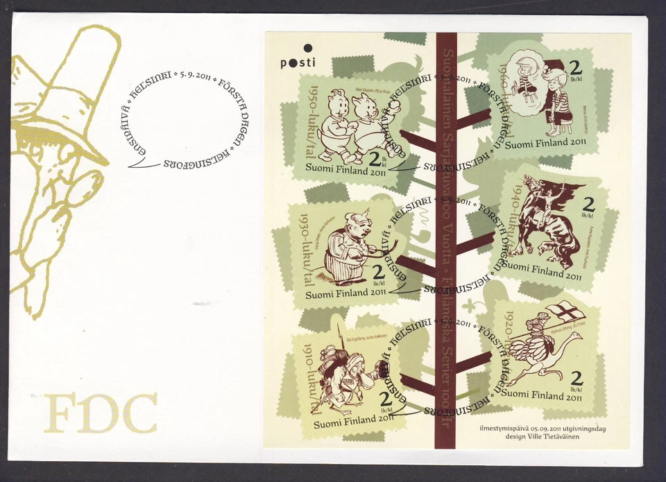 Finland FDC 2011 100 Years Finish Comics - Image 1 of 1