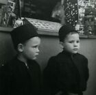 Belgium 2 Boys wearing a Fez? Hat Old Small Snapshot Photo 1964