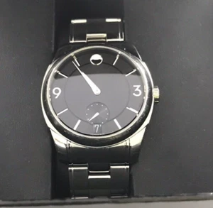 Movado LX Men's 42mm  Quartz Wrist Watch Black Dial 7.5" Band 38.1.14.1206 - Picture 1 of 9