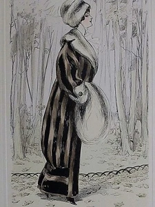 Louis Vallet 1910 Affiche estampe pour Révillon Frères fourreurs à Paris - Picture 1 of 6