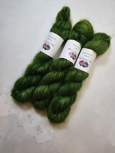 Hand Gefärbt Kinder Mohair Seide Garn , Spitze Gewicht, 50g, Moos - Bild 1 von 5