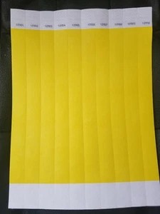 100 3/4" YELLOW TYVEK WRISTBANDS, PAPER WRISTBANDS, WRISTBAND EVENTS - Picture 1 of 1