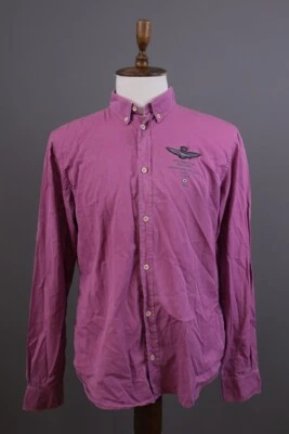 Camisa Aeronautica Militare Rosa Logo Grande Manga Larga Abotonada Talla XXL Foto 1 de 4