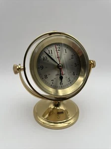 Nautical Seth Thomas Model No. 1044 Schooner Brass Swivel Desk Clock 7 3/4" - Picture 1 of 6