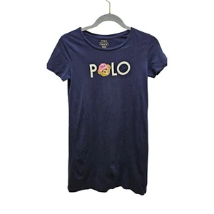 Polo Ralph Lauren T-Shirt Dress Polo Bear Graphic Tee Girls Size L Preppy Casual - Picture 1 of 8