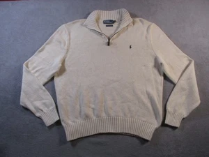 Vintage Polo Ralph Lauren Strickpullover Herren XL Beige Quarter Zip Pullover Classic - Bild 1 von 15