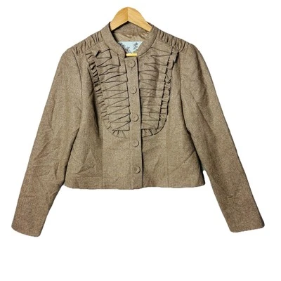 Chaqueta Blazer Tabitha Anthropologie Para Mujer Mezcla Lana Forrada Marrón Jaspeado Talla 8 Foto 1 de 4