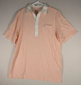 Criquet Herren Poloshirt gestreift Knopfleiste Kurzarm Taschen Größe L orange - Bild 1 von 6