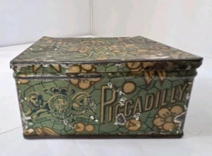 1910er Piccadilly Tabakdose Klapp Floral Litho Dose AMERICAN Mixture leer - Bild 1 von 13