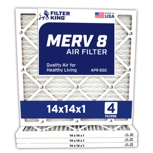 Filter King 14x14x1 Air Filter 4-PACK MERV 8 Actual Size 13.5 x 13.5 x .75" - Picture 1 of 5