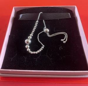 pandora Adjustable Silver Bead Tennis bracelet - Picture 1 of 5