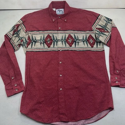 Vintage Roper Border Western Button Down Shirt Men’s M Cowboy Rodeo Red Aztec - Image 1 of 4