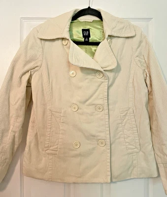 Cream White Corduroy Gap Blazer sz medium 4 Button Jacket with pockets Preppy - Image 1 of 4