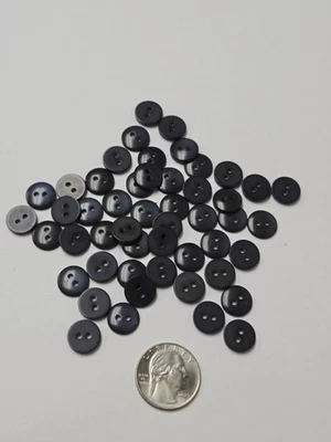 New 100 piece lot round dark gray Plastic 2-hole Buttons .5" dia. - Image 1 of 4