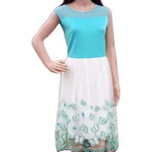 Speechless Kids Embroidered Butterflies Dress Teal Blue & White Sz 10 - Picture 1 of 5