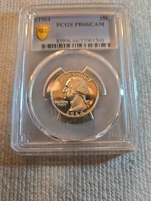 1964 PCGS Pr66CAM Type B Error,  Wide Es , A Touches Leaf - Image 1 of 4