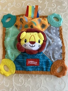 Nuby Colorful Lion Security Blanket Lovey Crinkle Teather Squeaker Toy 7” x 7” - Picture 1 of 1