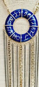 Betsey Johnson Nautical Blue Life Saver Anchor Fringe Dangle Necklace Vintage 