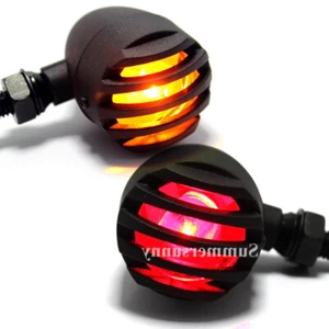 2X Red 2X Amber Grill Bullet Blinker Turn Signal Lights Bobber Chopper Cruiser - Picture 1 of 11
