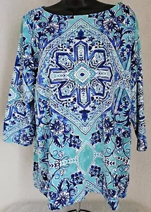 Charter Club Womens Shirt Top Blouse Size 1X 3/4 Sleeve Round Neck - Picture 1 of 24