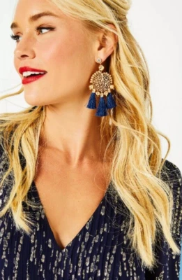 Lilly Pulitzer- Sea Dreamer- Drop Earrings- Aegean Navy- NWT- $58 - Image 1 of 4