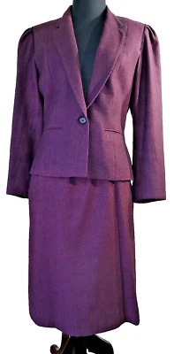 Giorgio Sant Angelo Woman's Suit Size 10 Dark Red Wool Jacket Modest Skirt Lined - Image 1 of 4