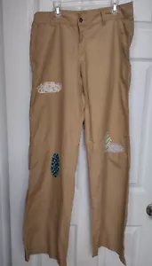 Pantaloni da donna By Miss Me gamba larga marrone chiaro ricamato patchwork taglia L 31/34 - Foto 1 di 9