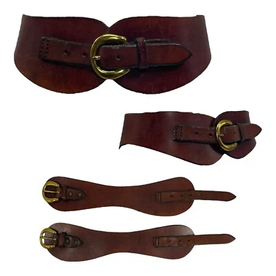 Cinturón de latón de cuero ancho hecho a mano vintage años 60 ETIENNE AIGNER S 26" RARO Foto 1 de 4