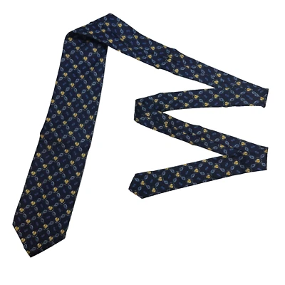 Corbata de seda azul para hombre Gianfranco Ferré con estampado de ancla hecha a mano en Italia Foto 1 de 4