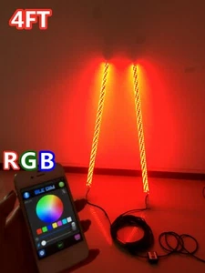 Pair 4FT Bluetooth Ctrl RGB Color Spiral Wrap Twisted LED Sandstoys Whips Lights - Picture 1 of 12