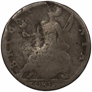 Evasion Halfpenny ~ GEOBGUIS TI ROX / BRITISH TOKEN ~ USA Colonial Interest - Bild 1 von 2