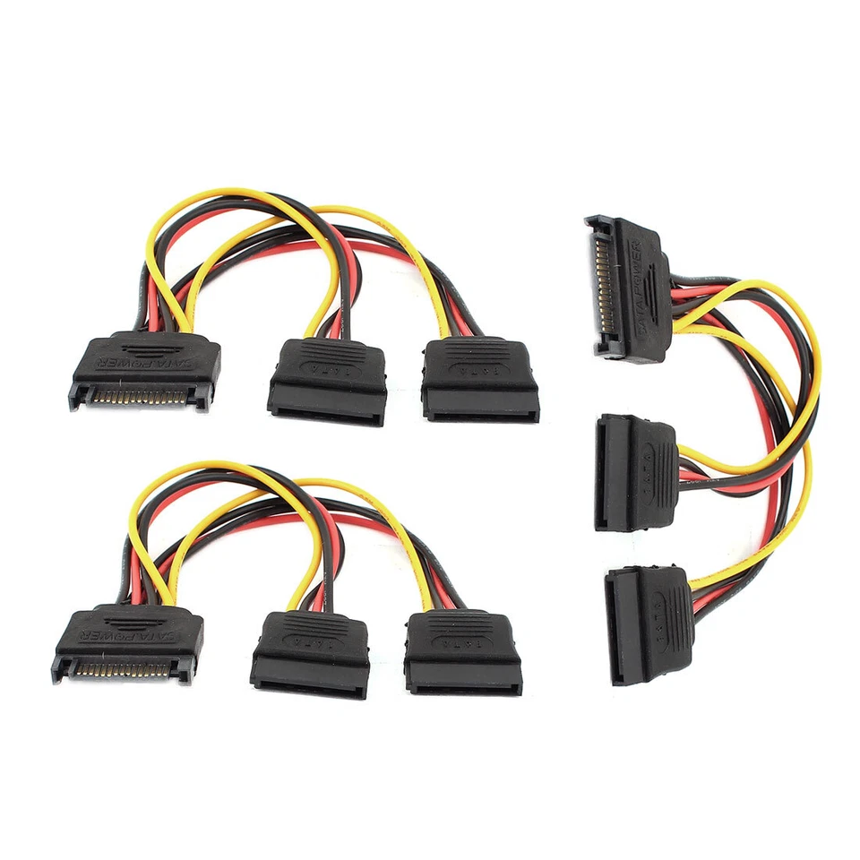 3Stk 15Pin SATA Stromkabel Stecker zu Doppel SATA Splitter Buchse Kraft Kabel - Bild 1 von 1
