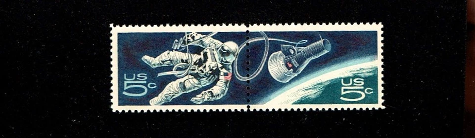 1967 U.S. SPACE ACCOMPLISHMENTS 5c PAIR ATTACHED  Sc#1331-2 M/NH/OG - Image 1 of 1