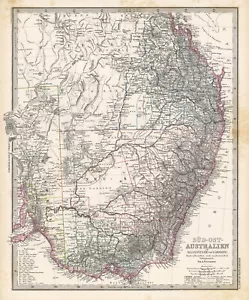 1884 Steiler Map: South East Australia: New S. Wales, Queensland & S Australia - Picture 1 of 3