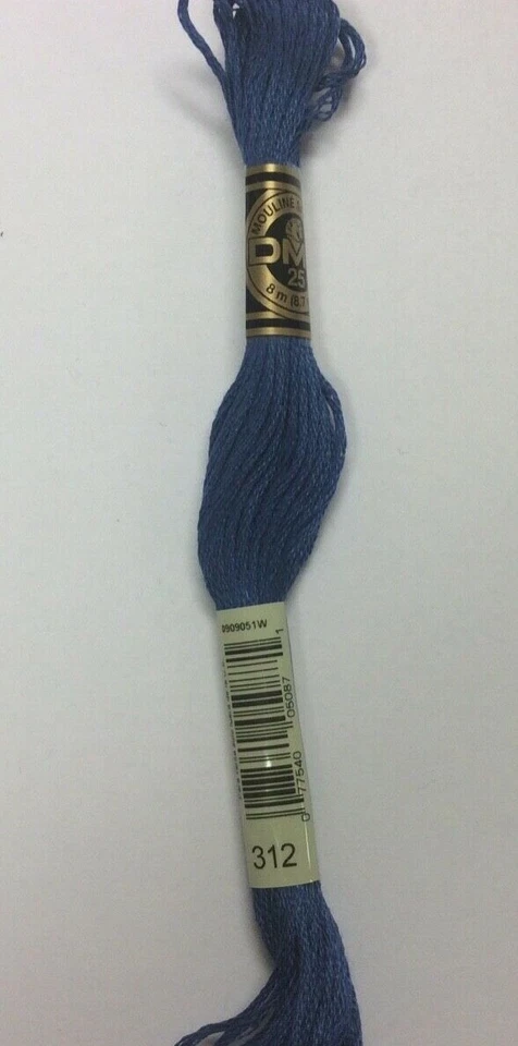 DMC Six Strand Embroidery Cotton 8.7 Yards Very Dark Baby Blue 117 312