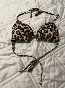 Women's Triangle Bikini Tops String Sexy Halter Push Up Padded Leopard XXL New - Picture 1 of 8